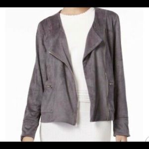 NY Collection Women’s Beige Faux Suede Jacket, Size XS